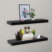 shumee Viseče stenske police 2 kosa črne 60x20x3,8 cm