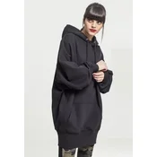 Womens long oversize hooded jacket black
