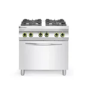 Plinski štedilnik s 4 gorilniki in konvekcijsko pečico GN 1/1, HENDI, Kitchen Line, 230 V/3000 W, 19 kW, 800x722x(V)900 mm