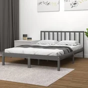 shumee vidaXL Posteljni okvir siv masiven borov les 200 x 200 cm