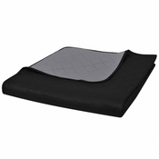 vidaXL Dvo-stransko Prešito posteljno pregrinjalo Črno/Sivo 170 x 210 cm