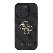 Guess Guess, Ohišje za iPhone 16 Pro z monogramom in logotipom 4G v kovini, Temno siva, (21731027)