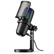 NEDIS Gamer Mikrofon GSMIC210BK/ namizni/ stikalo/ RGB/ POP filter/ USB-A/ črn