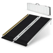 UNBRANDED 122 x 74 cm klančina za invalidski voziček, prenosna in protizdrsna zložljiva rampa, nosilnost do 272 kg, aluminij