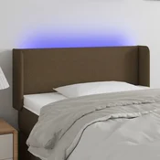 Vidaxl LED posteljno vzglavje temno rjavo 83x16x78/88 cm blago