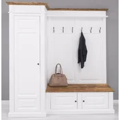 Casa Padrino country style solid wood wardrobe white/brown 205 x 65 x H. 210 cm - Solid wood wardrobe - Hall closet - Hall furniture - Solid wood wardrobe furniture - Country style furniture