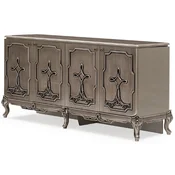 Casa Padrino luxury baroque sideboard silver - Baroque style solid wood cabinet with 4 doors - Luxury dining room furniture in baroque style - Baroque dining room furniture