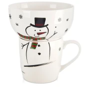 shumee Otroška skodelica s skledo, porcelanast snežak, 2 kosa.