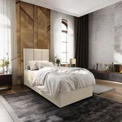 Oblazinjena postelja boxspring MERALIS 100x200 cm bež Vzmetnica: Vzmetnica Bonell