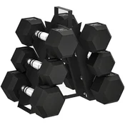 SPORTNOW Set uteži za fitnes s podporo, 2x4Kg, 2x6Kg, 2x8Kg, šestkotne kovinske uteži za fitnes z nedrsečim ročajem, močnostni trening doma, črna