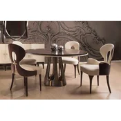 Casa Padrino Luxury Art Deco Dining Room Set Cream/Brown/Gold - 1 Luxury Art Deco Dining Table & 4 Luxury Art Deco Dining Chairs - Art Deco Dining Furniture - Luxury Quality - Made in Italy