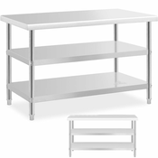 Royal Catering Delovna miza s sredinskim jeklenim delovnim pultom, 2 policama, 120 x 70 cm, nosilnost do 200 kg