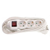 razdelilec 220V 1/3 3m + stikalo; zaščita, bela barva, IP20, 16A/3500W, H05VV-F 3G1.5mm2