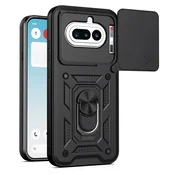 Oklepni ovitek MaX-Armor z obročem, kovinsko ploščico in zaščito zadnjih kamer za Nothing Phone (4a) - black
