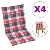 Jastuci za stolice 4 kom crveni karirani 100x50x3 cm od tkanine