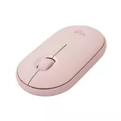 LOGITECH brezžična bluetooth optična miška PEBBLE M350, roza