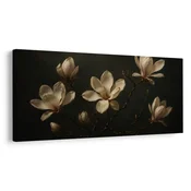 Slika kremni cvetovi magnolije v noči - 120x60