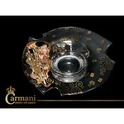 Carmani STEKLENI KROŽNIK DEKORATIVNI KROŽNIK GUSTAV KLIMT POLJUB ZA TORTO SADJE