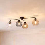 TK Lighting Stropna svetilka Cubus s štirimi žarnicami, prozorna/jantar/siva - Dnevna soba/jedilnica - Sodobni - črna, jantar, prosojna, siva - Steklo