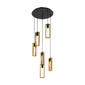 EGLO Viseca lampa LITTLETON 6xE27 50 cm crna/drvo 49549