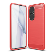 TPU gel ovitek Brushed Carbon za Huawei P50 - rdeč