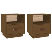 Vidaxl Nočna omarica 2 kosa medeno rjava 40x34x45 cm trdna borovina