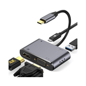 E-GREEN Adapter USB 3.1 Tip C (M) HDMI+VGA+ 3.0 USB + tip C