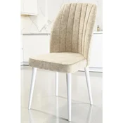 Hanah Home set trpezarijskih stolica Etra 6 kom, krem tkanina Jerry, bele drvene noge