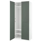 PAX/GRIMO Garderobni sestav, bela/sivo zelena, 100x60x236 cm