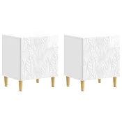 vidaXL Nočna omarica 2 pcs Bela visok sijaj 43 x 34,5 x 50 cm