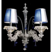 Casa Padrino luxury baroque double wall lamp blue/silver 25 x 25 x H. 36 cm - Magnificent baroque style Murano glass wall lamp - Baroque lights - Luxury quality - Made in Italy