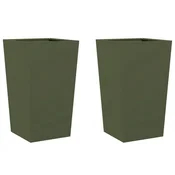 Vidaxl Vrtno korito 2 kosa olivno zelena 45x45x75 cm jeklo