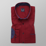 Moška Slim Fit srajca v bordo s temno modrimi elementi 12509