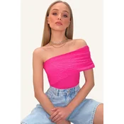 Trend Alacati Stili Ženska bluza bez rukava Alc-X13467, Brod izrez, Ciklama