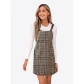 Cupshe Poletna obleka Plaid rjava