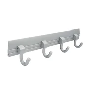 BRUNO obešalnik s 4 kavlji, aluminijast, 294mm Saten