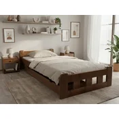 Ljubki dom Postelja Naomi povišana 90 x 200 cm hrast Posteljno dno: Letveno posteljno dno, Vzmetnica: Vzmetnica Deluxe 10 cm