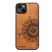 Leseni ovitek Bewood Traveler Merbau za iPhone 15 Plus z motivom vetrnice