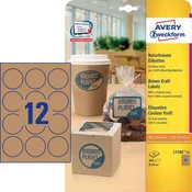 Avery Zweckform okrugle etikete L7106-25, O 60 mm, prirodno smeđe