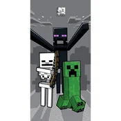 Siva bombažna otroška brisača 70x140 cm Minecraft Mob Attack – Jerry Fabrics