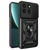 Oklepni ovitek MaX-Armor z obročem, kovinsko ploščico in zaščito zadnjih kamer za Honor X8b 4G - army black