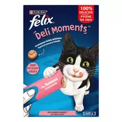 Felix Deli Moments tekoči priboljški za mačke z okusom lososa, 4x10g