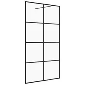 Vidaxl Pregrada za tuš s prozornim ESG steklom 115x195 cm črna