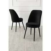 Hanah Home set trpezarijskih stolica Jaxe 6 kom, crna tkanina Babyface, crne metalne noge