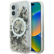 Guess GUHMP16SLFMWTE iPhone 16 6.1 beige hardcase Liquid Glitter Flower MagSafe (GUHMP16SLFMWTE)