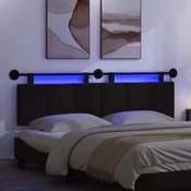 Viseče vzglavje postelje Z LED svetlobo Črna Blago