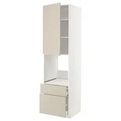 METOD/MAXIMERA Vsk omara za pečico+vr/2lč/1s/1v pr, bela/Havstorp bež, 60x60x220 cm