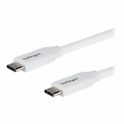 StarTech.com USB C to USB C Cable - 6 ft / 2m - 5A PD - M/M - White - USB 2.0 - USB-IF Certified - USB Type C Cable - USB C Charging Cable (USB2C5C2MW) - USB-C cable - 2 m