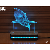 Black Cut 3D Lampa Ajkula, Svetloplava