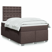 Box spring postelja z vzmetnico temno rjav 120x200 cm blago